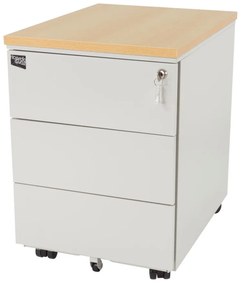 Bloco Gavetas 400x540x520 mm Cinza com Tampo Faia - Riva