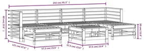 7 pcs conjunto lounge de jardim madeira de pinho impregnada