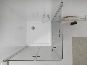 Mexen Lima Duo cabine de duche dobrável 90 x 90 cm, transparente, cromado + base de duche Flat - 856-090-090-01-02-4010