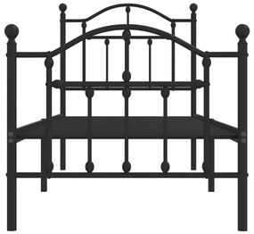 Estrutura de cama com cabeceira e pés 75x190 cm metal preto