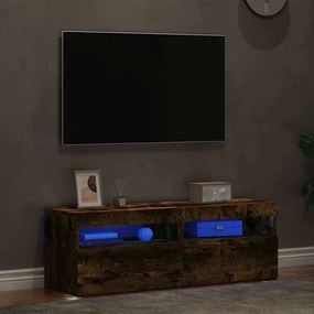 Mesas cabeceira c/ LEDs 2 pcs 60x35x40 cm carvalho fumado