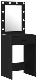 Conjunto de Mesa de Toucador 2 Peças com LED de Carvalho Preto Engenha