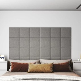 Painel de parede 12 pcs 30x30 cm tecido 1,08 m² cor cinza-claro