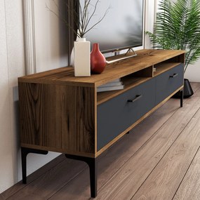 Móvel de TV Istanbul – Nogueira e Antracite – 180x47x35 cm