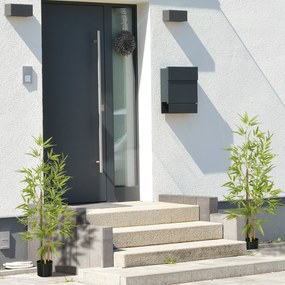 Conjunto de 2 Plantas Artificiais com Vaso Plantas Sintéticas de Bambu com 498 Folhas para Decoração Ø15x120 cm Verde