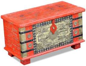 vidaXL Arca arrumos madeira de mangueira 80x40x45 cm vermelho