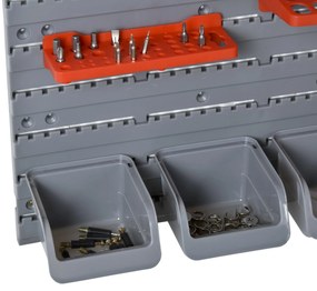 DURHAND Organizador de ferramentas com caixas e ganchos 63,5x22,5x95,5cm cinza e vermelho