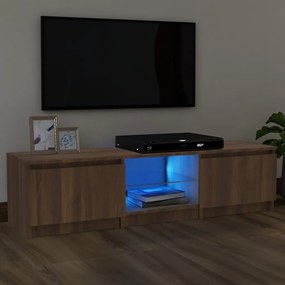 Móvel de TV com luzes LED 140x40x35,5 cm carvalho castanho