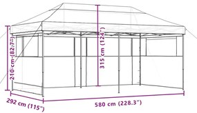 Tenda para festas pop-up dobrável c/ 3 paredes laterais laranja