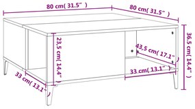 Mesa de centro 80x80x36,5 cm derivados madeira cinzento cimento