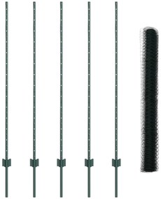 Postes de Cerca vidaXL 5 pcs U-Channel Verde 140 cm Aço