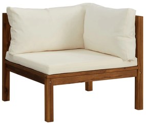 12 pcs conjunto lounge jardim c/ almofadões creme acácia maciça