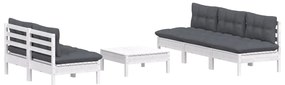 6 pcs conj. lounge de jardim com almofadões antracite pinho