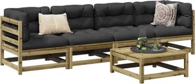 vidaXL 5 pcs conjunto de sofás para jardim madeira de pinho impregnada