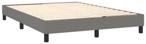 Cama box spring c/ colchão e LED 140x200 cm tecido cinza-escuro