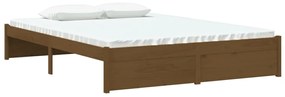 Estrutura de cama casal 135x190 cm madeira maciça castanho-mel