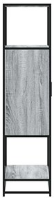 Armário alto 68x35x139 cm madeira e metal cinza sonoma