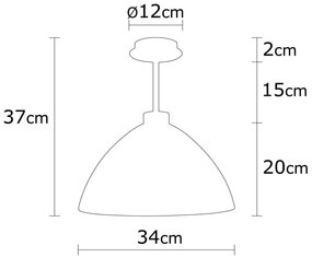 Candeeiro de Teto Bergama – Dourado – Diâmetro 34 cm, Altura 37 cm