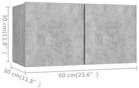 Móveis de TV 4 pcs 60x30x30 cm contraplacado cinzento cimento