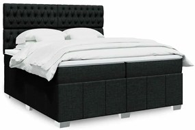 Cama com molas/colchão 200x200 cm tecido preto