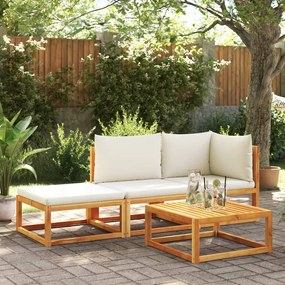 vidaXL 3 pcs conjunto de sofás de jardim com almofadões acácia maciça