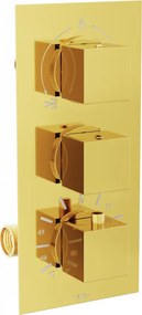 Mexen Cube misturadora termostática de banheira-duche de 3 saídas, dourada - 77503-50
