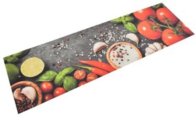 vidaXL Tapete de cozinha lavável 45x150 cm veludo padrão vegetais