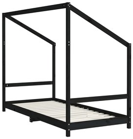 Estrutura de cama infantil 90x190 cm pinho maciço preto