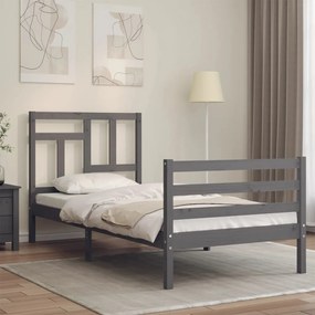 vidaXL Estrutura de cama com cabeceira 100x200cm madeira maciça preto