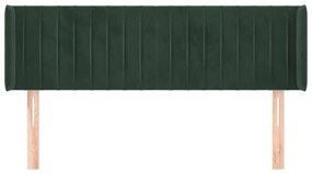 Cabeceira de cama c/ abas tecido 147x16x78/88cm verde-escuro