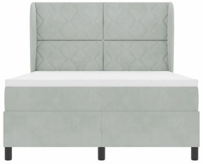 Cama com estrado e colchão cinza claro 140 x 200 cm em veludo