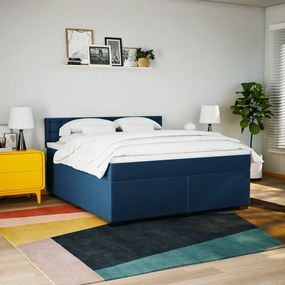 Cama com molas/colchão 180x200 cm tecido azul
