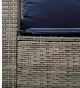 4 pcs conjunto sofás de jardim c/ almofadões vime PE cinzento