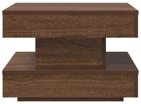 Mesa centro rotativa a 360 graus 50x50x34,5cm carvalho castanho