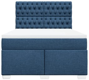 Cama com molas/colchão 140x200 cm tecido azul