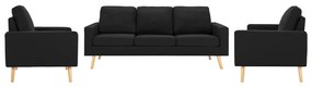 3056653 vidaXL 3 pcs conjunto de sofás tecido preto