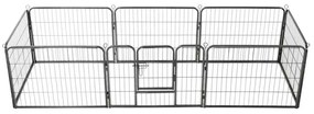 Parque para cães 8 painéis aço 60x80 cm preto