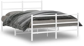 vidaXL Estrutura de cama com cabeceira e pés 140x200 cm metal branco