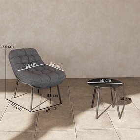 Conjunto de jardim para exterior em resina trançada para 2 pessoas, com almofadas de 15 cm de espessura, cinzento
