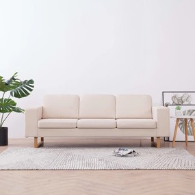 vidaXL Sofá de 3 lugares em tecido cor creme