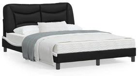 vidaXL Estrutura cama c/ cabeceira 120x200 couro artif. preto/branco