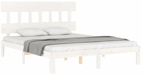Cama sem colchão 160x200 cm madeira de pinho maciça branco