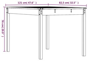 Mesa de jardim 121x82,5x76 cm madeira de douglas maciça