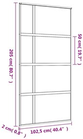 Porta deslizante 102,5x205 cm vidro ESG fosco/alumínio dourado