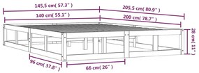 Estrutura de cama 140x200 madeira maciça branco