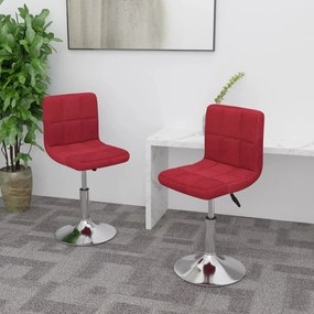 vidaXL Cadeiras de jantar giratórias 2 pcs tecido vermelho tinto