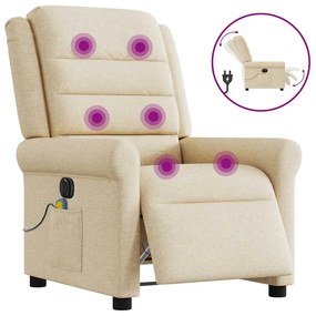 vidaXL Poltrona de massagens reclinável elétrica tecido creme