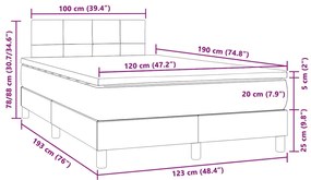 Cama box spring c/ colchão luzes e LED 120x190 cm veludo rosa