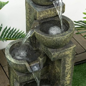 Outsunny Fonte de Jardim 5W Fonte de Água em Cascata de 4 Níveis com B