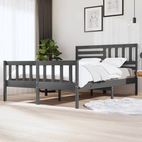 vidaXL Estrutura de cama 140x200 cm madeira maciça cinzento